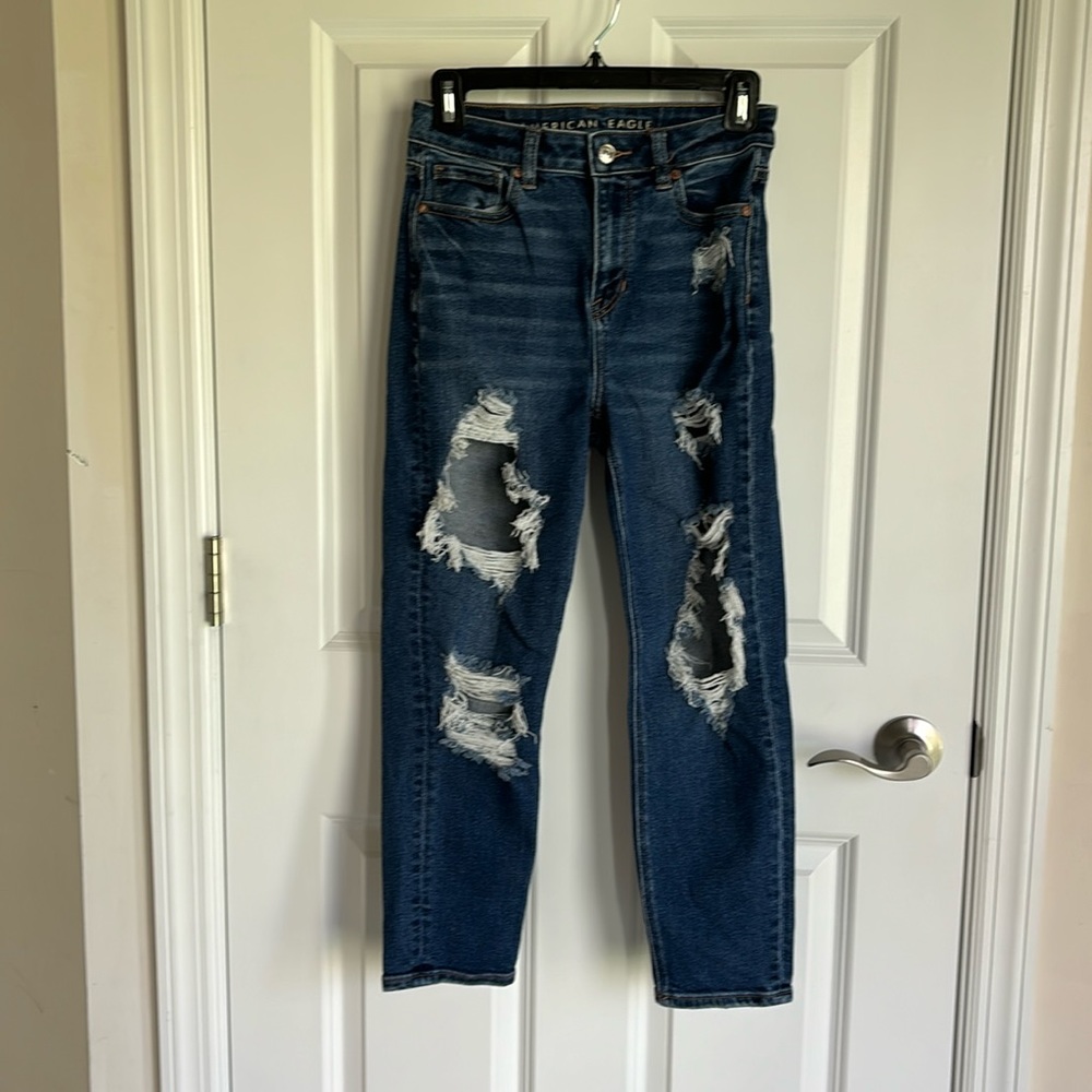 American Eagle Outfitters Distressed Dark Jeans Size 0 X-Short